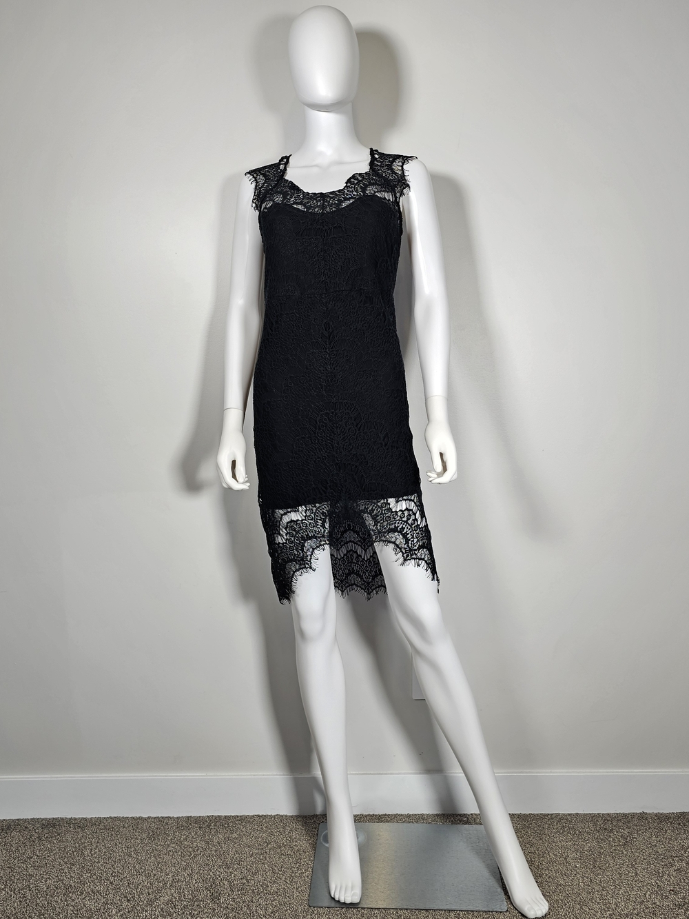 Free People Black Lace High Low Mini Dress Sz S
